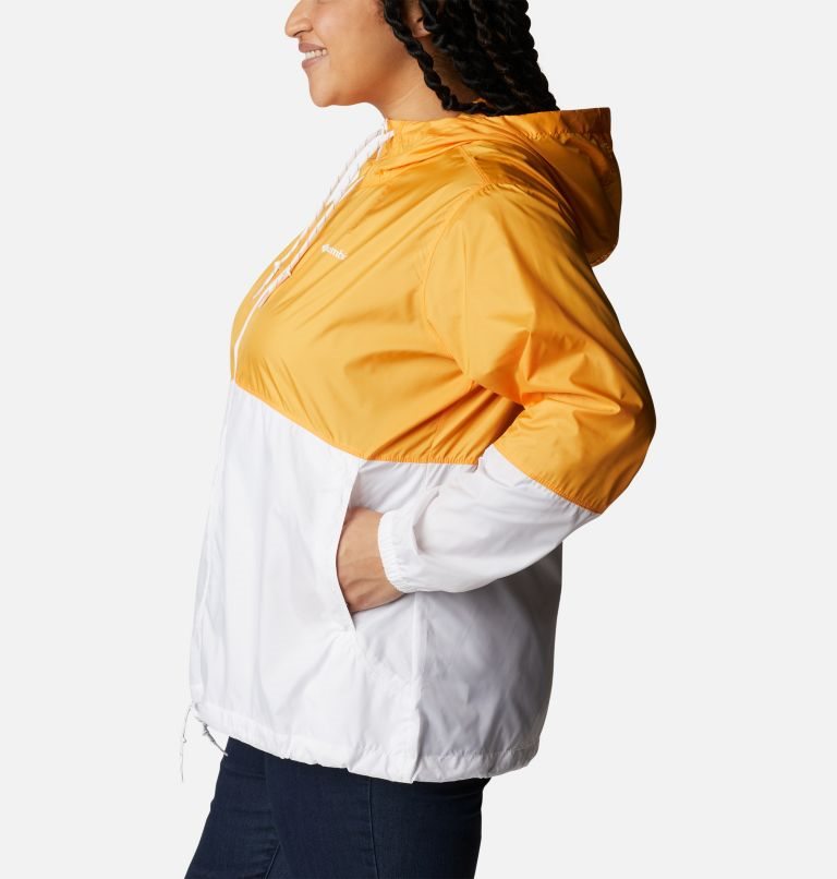 Columbia Flash Forward Windbreaker Jakke Dame Mango Hvite | Plus Size 74028C